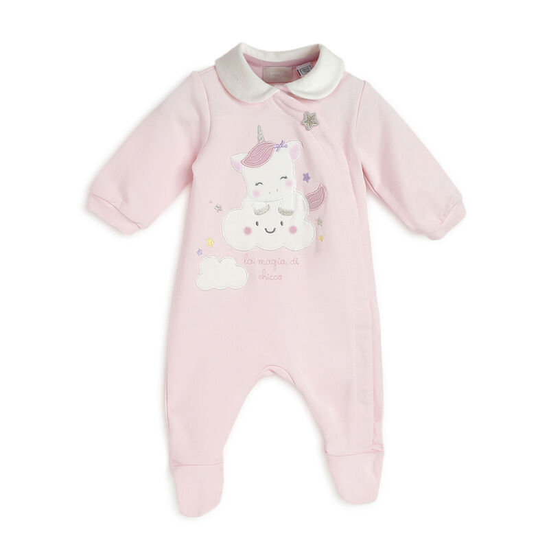 Girls Light Lilac Applique Front Opening Babysuit image number null